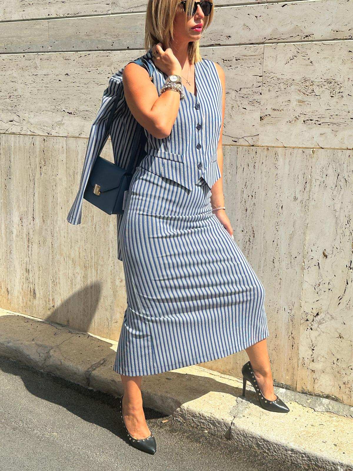 Gilet rigato - blu
