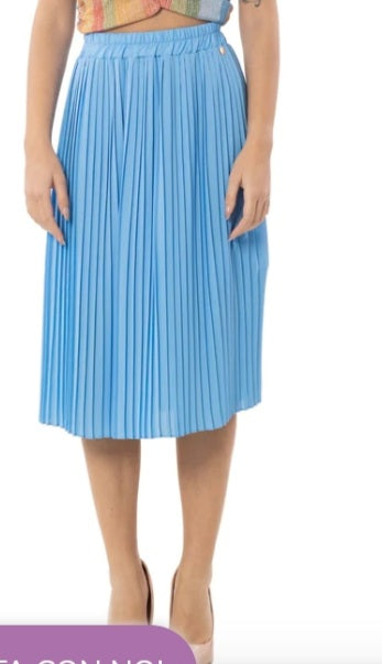 Gonna Plissé Azzurra a Vita Alta – Eleganza Leggera per Ogni Occasione
