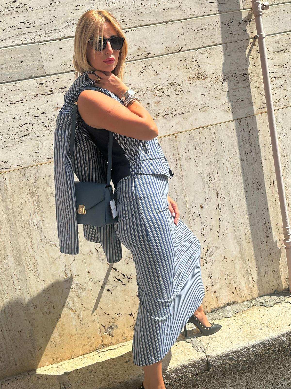 Gilet rigato - blu