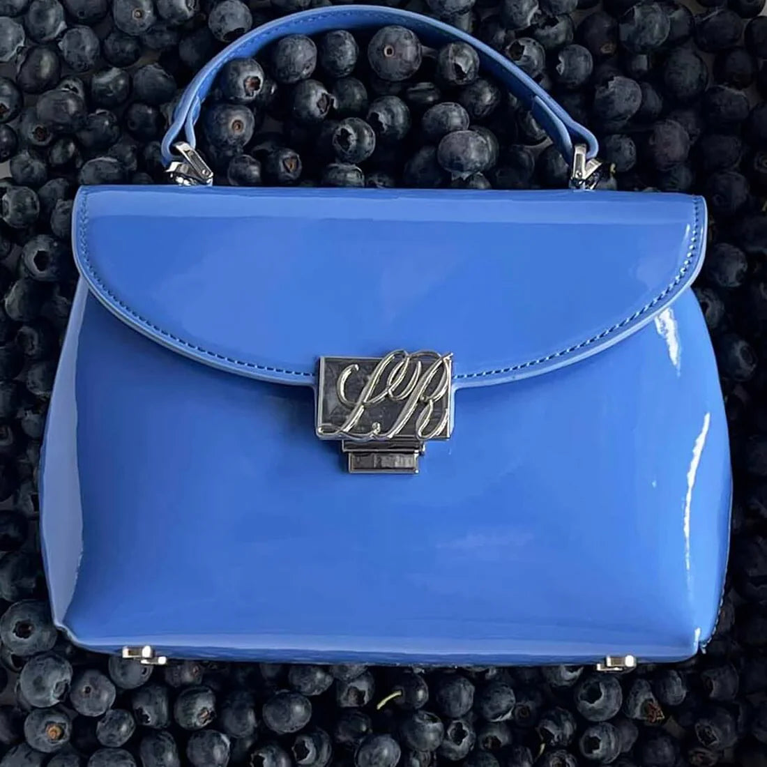Borsa LESLY vernice - bluberry - LABEL ROSE