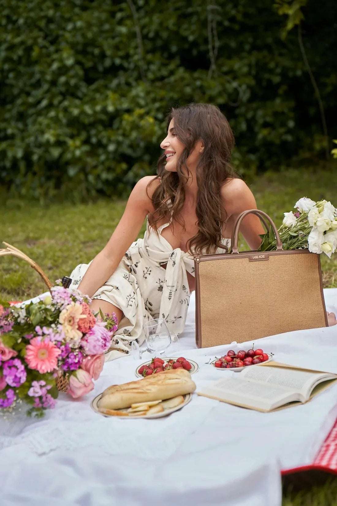 Borsa a mano ROSE MONOGRAM TOTE RAFIA - LABEL ROSE