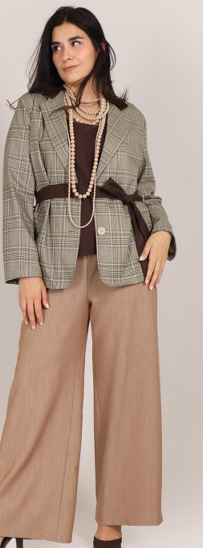 Pantalone Palazzo Donna Beige - Wide Leg Vita Alta Elegante