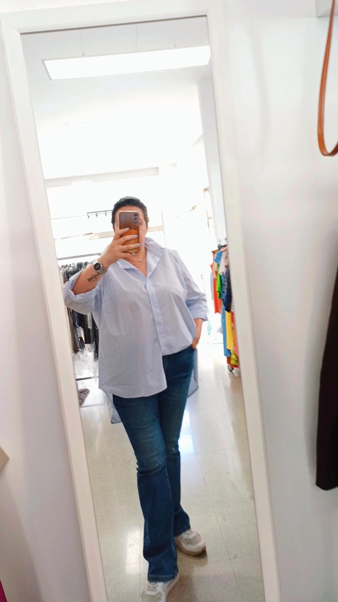 Camicia Over in Puro Cotone - firmata Déjàvu Over | Righe Azzurra, Marrone e totalmente Bianca