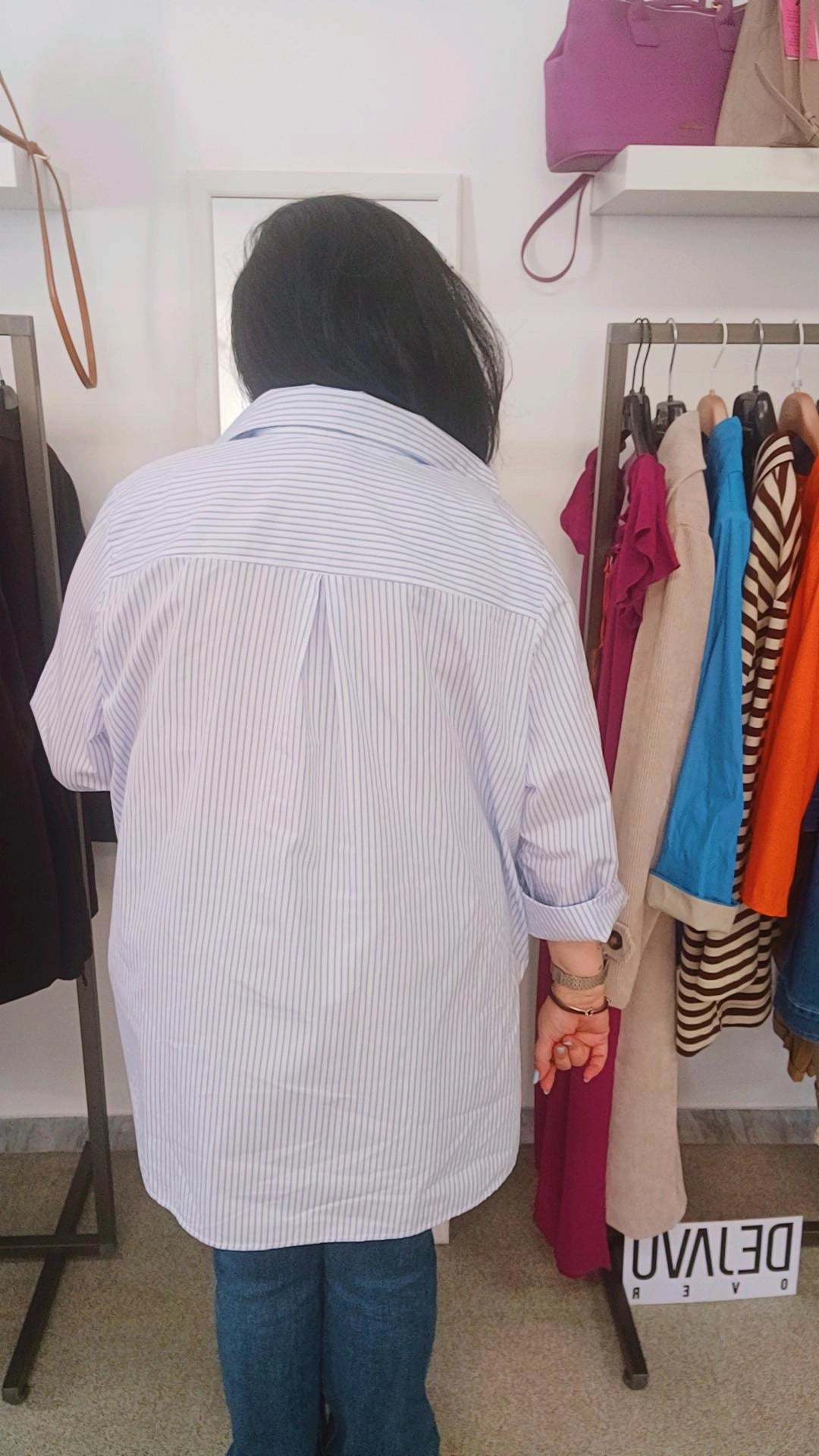 Camicia Over in Puro Cotone - firmata Déjàvu Over | Righe Azzurra, Marrone e totalmente Bianca