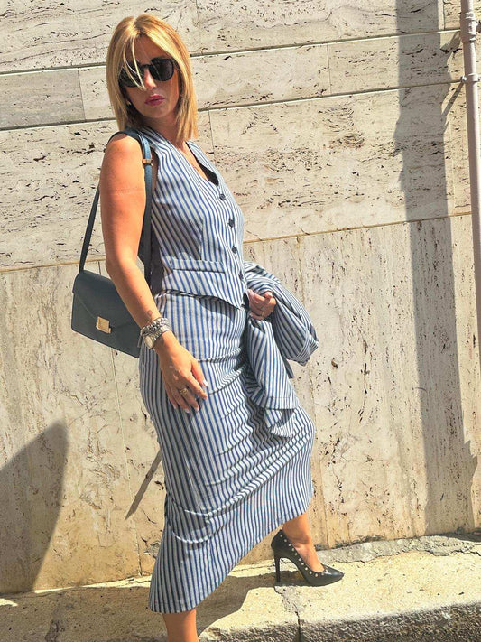Gilet rigato - blu