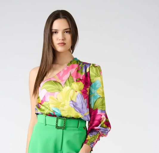 Maglia monospalla - Fiorata